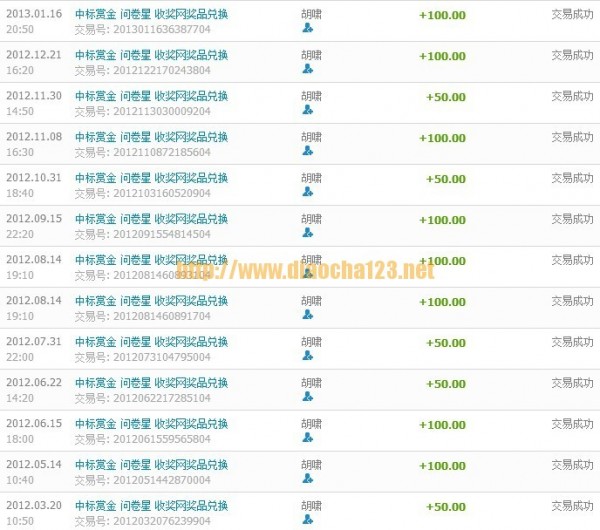 收奖网收款记录（持续更新）